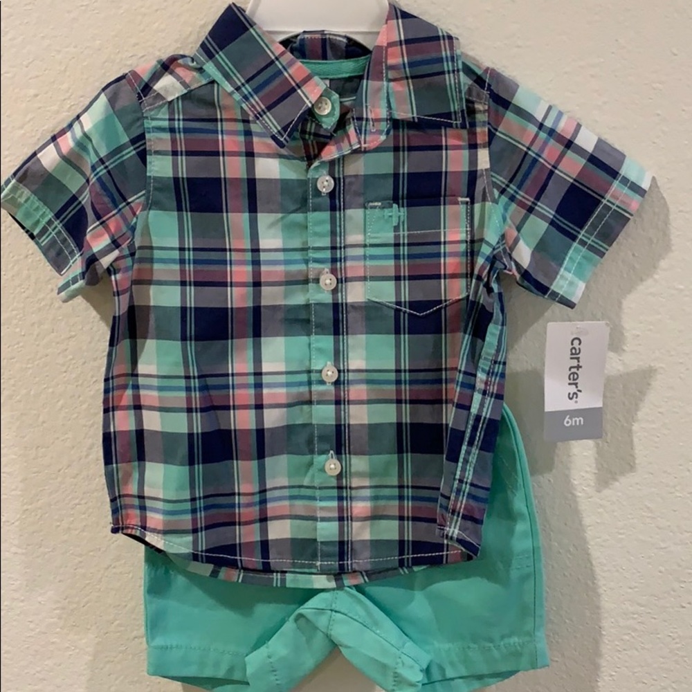 Plaid shirt and matching shorts